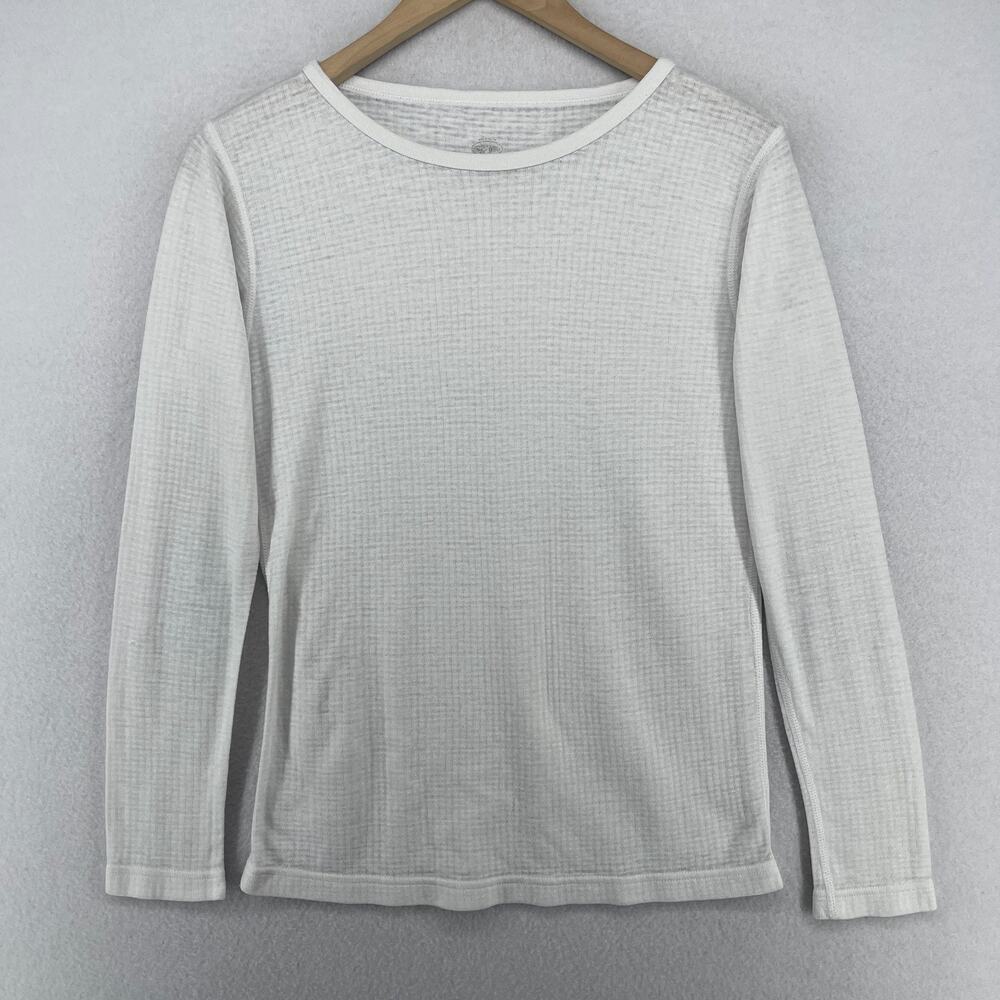 DUOFOLD Top Womens M Waffle Thermal Baselayer Long Sleeve Cotton Blend White